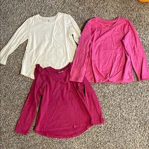 Cat & Jack Long Sleeve Shirt Trio - Cream, Pink, and Red